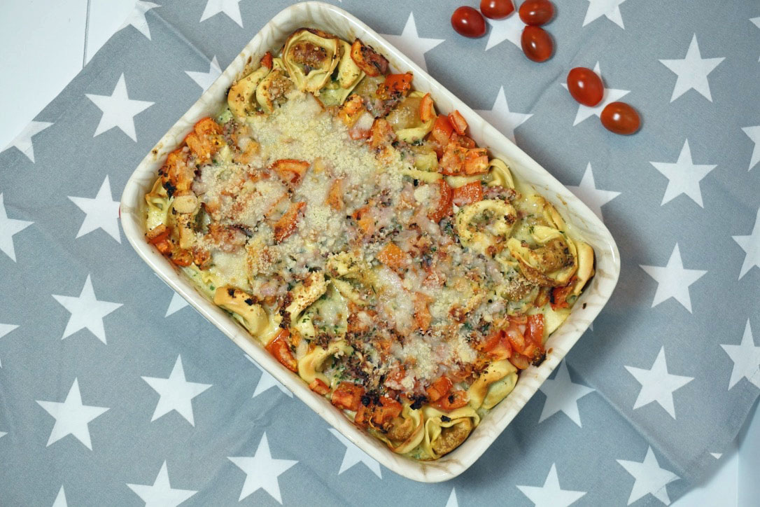 Überbackene Tortellini ☘️ mit Schinken Sahne Sosse