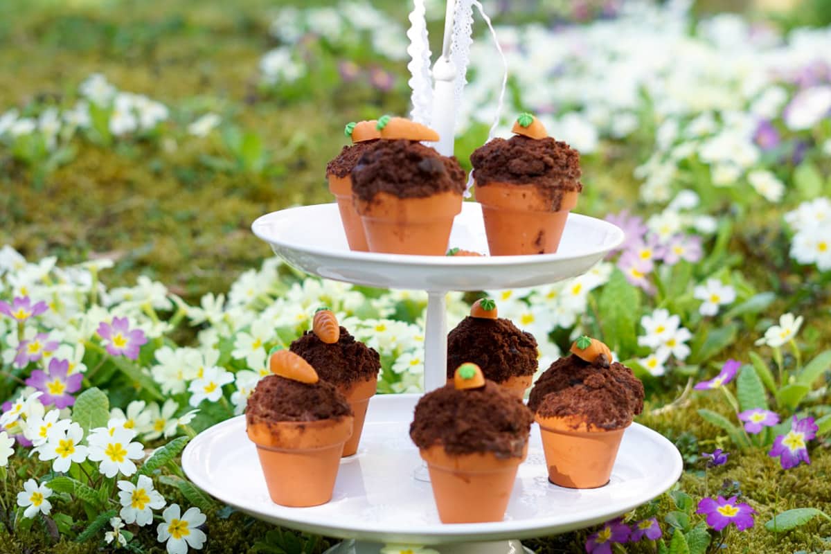 Backen für Ostern - Cupcakes im Blumentopf