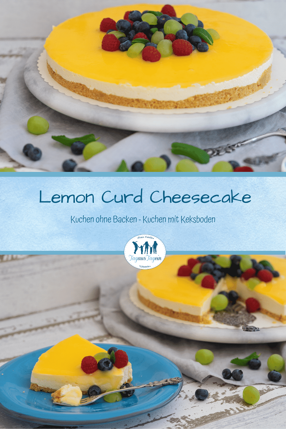 Lemon Curd Cheesecake mit Keksboden Käsekuchen ohne backen